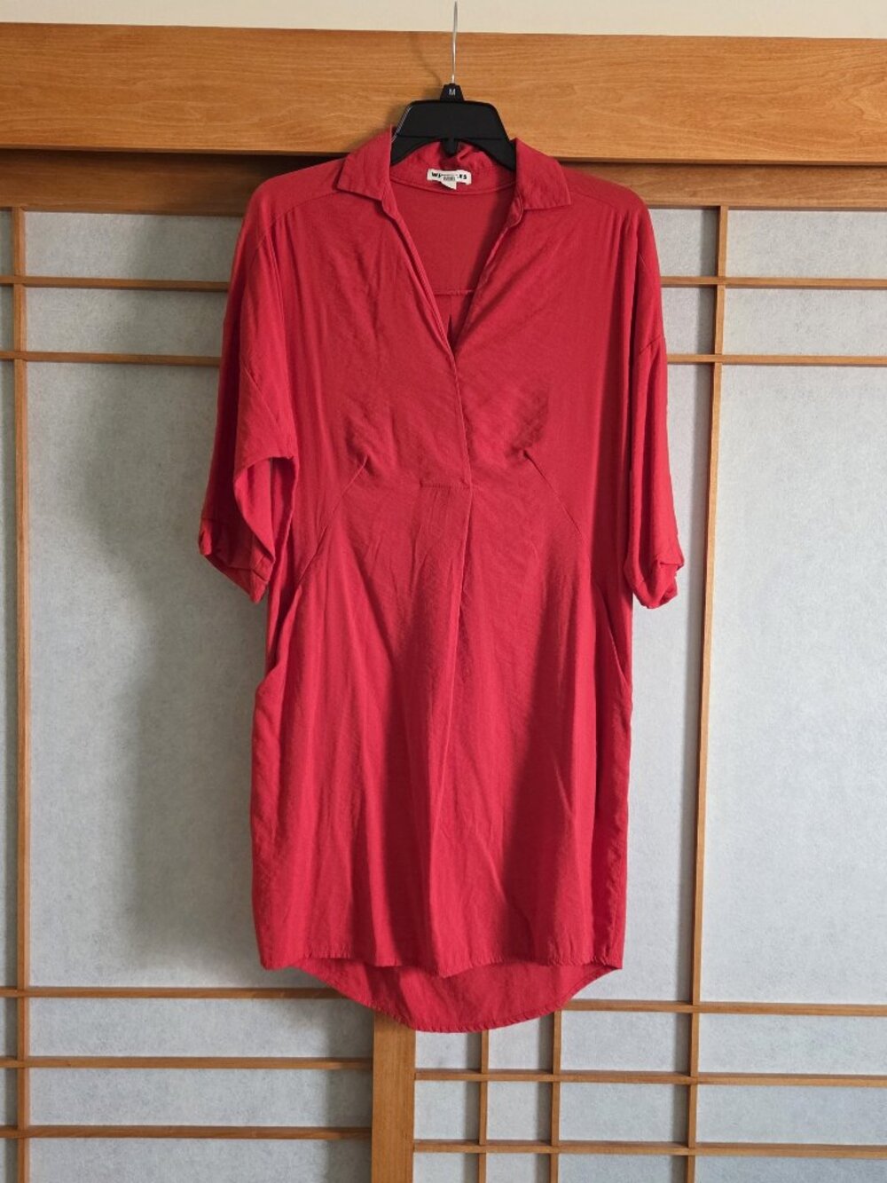 👗 Whistles sz S Red Berry Pockets Dress Side Pockets Size Small - 3/4 sleeve